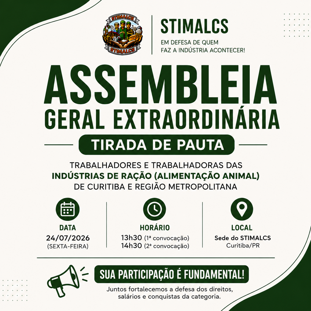 ASSEMBLEIA TIRADA DE PAUTA - RAÇÃO 2026/2027